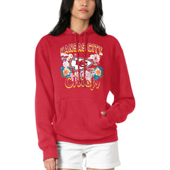 Kansas City Chiefs G-III 4Her by Carl Banks Women's Flowers Team Logo Graphic Fleece Pullover Hoodie