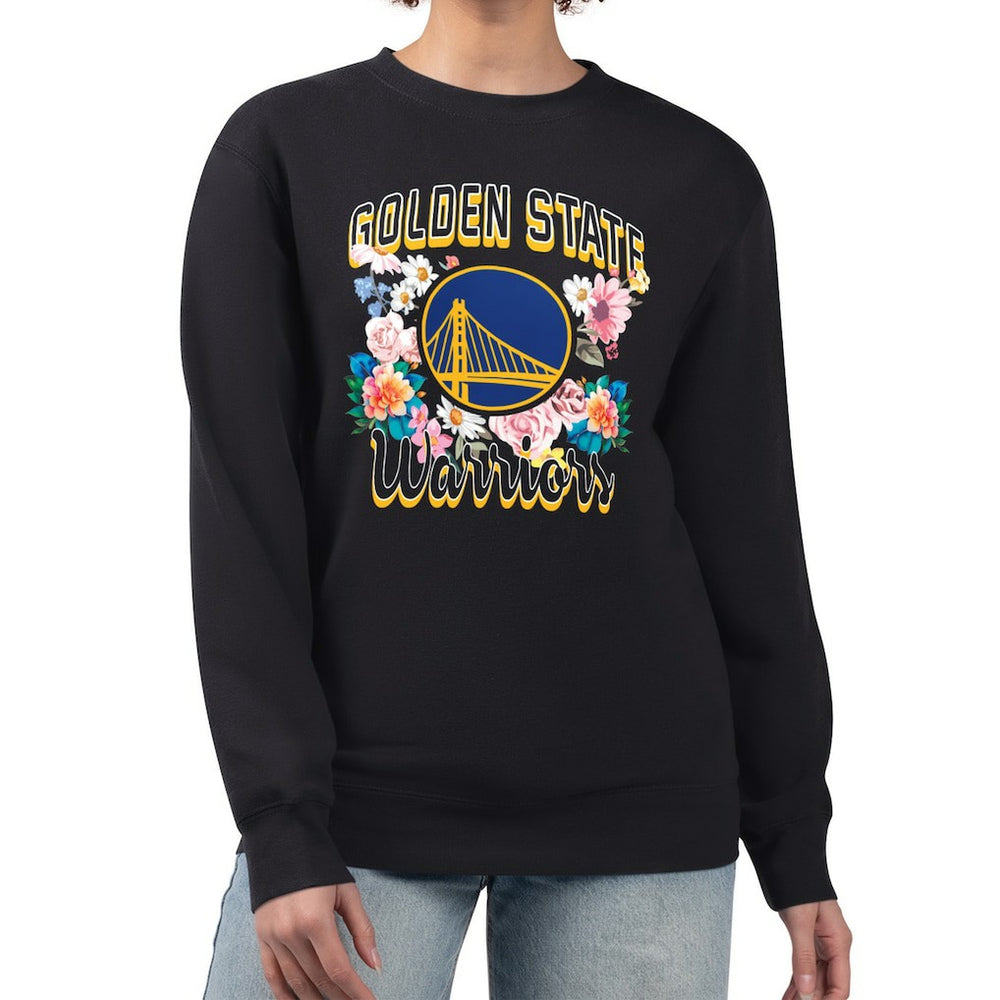 Golden State Warriors G-III 4Her by Carl Banks Women's Flowers Team Logo Graphic Fleece Crewneck Pullover Sweatshirt sale Discount