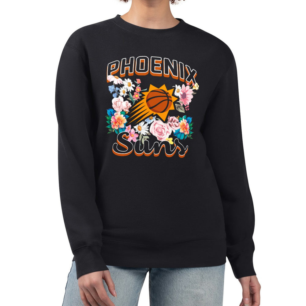 Phoenix Suns G-III 4Her by Carl Banks Women's Flowers Team Logo Graphic Fleece Crewneck Pullover Sweatshirt For Sale