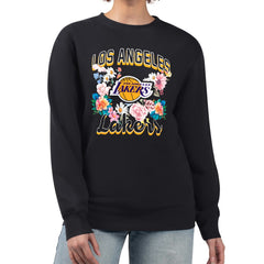 Los Angeles Lakers G-III 4Her by Carl Banks Women's Flowers Team Logo Graphic Fleece Crewneck Pullover Sweatshirt Discount