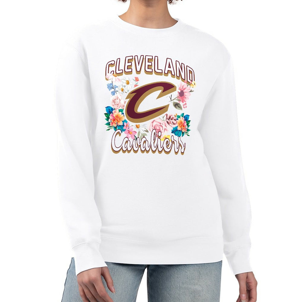 Cleveland Cavaliers G-III 4Her by Carl Banks Women's Flowers Team Logo Graphic Fleece Crewneck Pullover Sweatshirt sale Discount