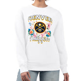 Denver Nuggets G-III 4Her by Carl Banks Women's Flowers Team Logo Graphic Fleece Crewneck Pullover Sweatshirt sale Discount