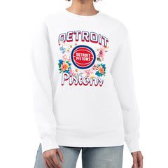 Detroit Pistons G-III 4Her by Carl Banks Women's Flowers Team Logo Graphic Fleece Crewneck Pullover Sweatshirt sale Online