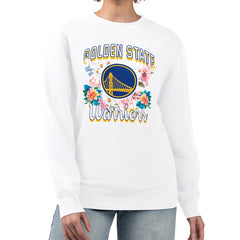 Golden State Warriors G-III 4Her by Carl Banks Women's Flowers Team Logo Graphic Fleece Crewneck Pullover Sweatshirt sale Discount