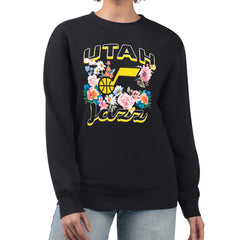 Utah Jazz G-III 4Her by Carl Banks Women's Flowers Team Logo Graphic Fleece Crewneck Pullover Sweatshirt For Sale