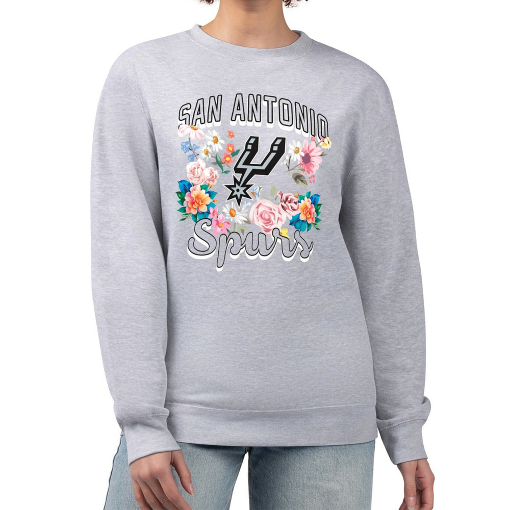 San Antonio Spurs G-III 4Her by Carl Banks Women's Flowers Team Logo Graphic Fleece Crewneck Pullover Sweatshirt Outlet