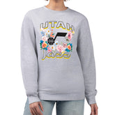 Utah Jazz G-III 4Her by Carl Banks Women's Flowers Team Logo Graphic Fleece Crewneck Pullover Sweatshirt Discount