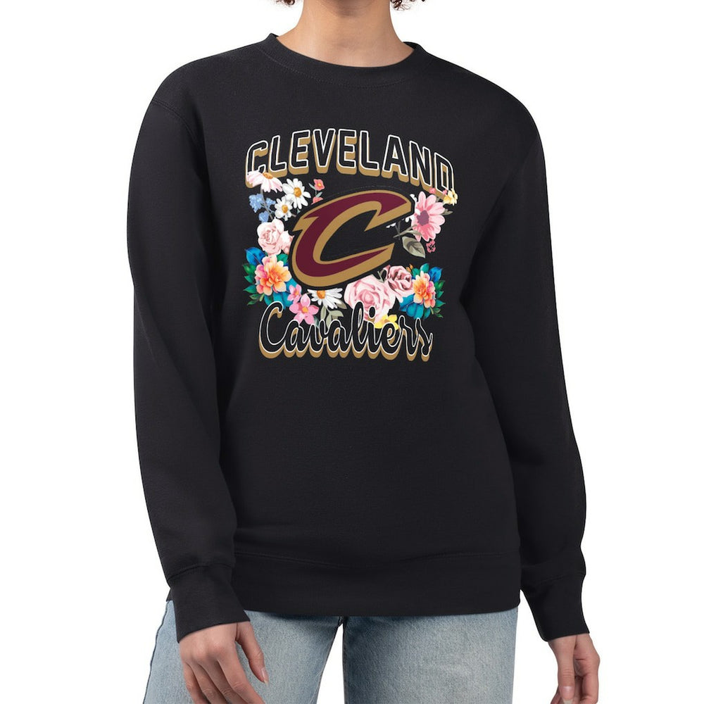 Cleveland Cavaliers G-III 4Her by Carl Banks Women's Flowers Team Logo Graphic Fleece Crewneck Pullover Sweatshirt sale On Sale