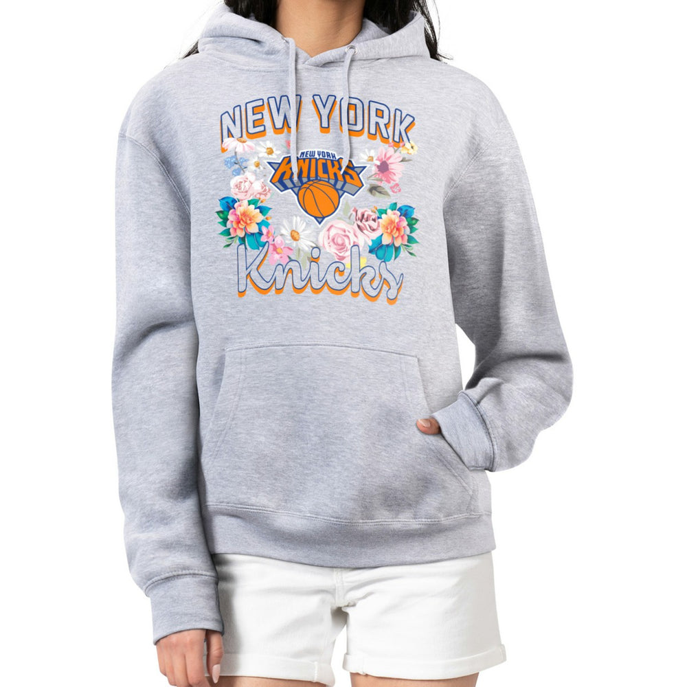 New York Knicks G-III 4Her by Carl Banks Women's Flowers Team Logo Graphic Fleece Pullover Hoodie New