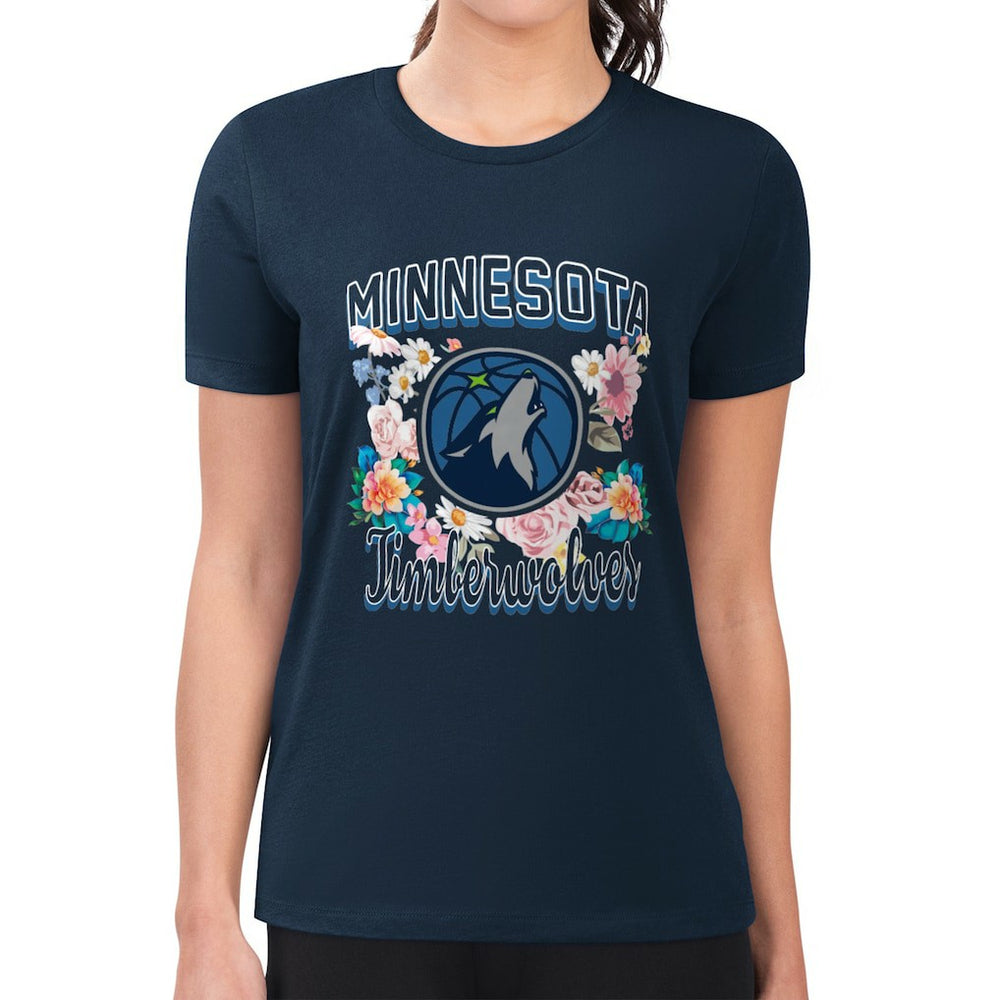 Minnesota Timberwolves G-III 4Her by Carl Banks Women's Super-Slim Fit Lightweight Flowers Team Logo Graphic T-Shirt For Sale