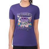 Sacramento Kings G-III 4Her by Carl Banks Women's Super-Slim Fit Lightweight Flowers Team Logo Graphic T-Shirt On Sale