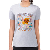 Phoenix Suns G-III 4Her by Carl Banks Women's Super-Slim Fit Lightweight Flowers Team Logo Graphic T-Shirt New