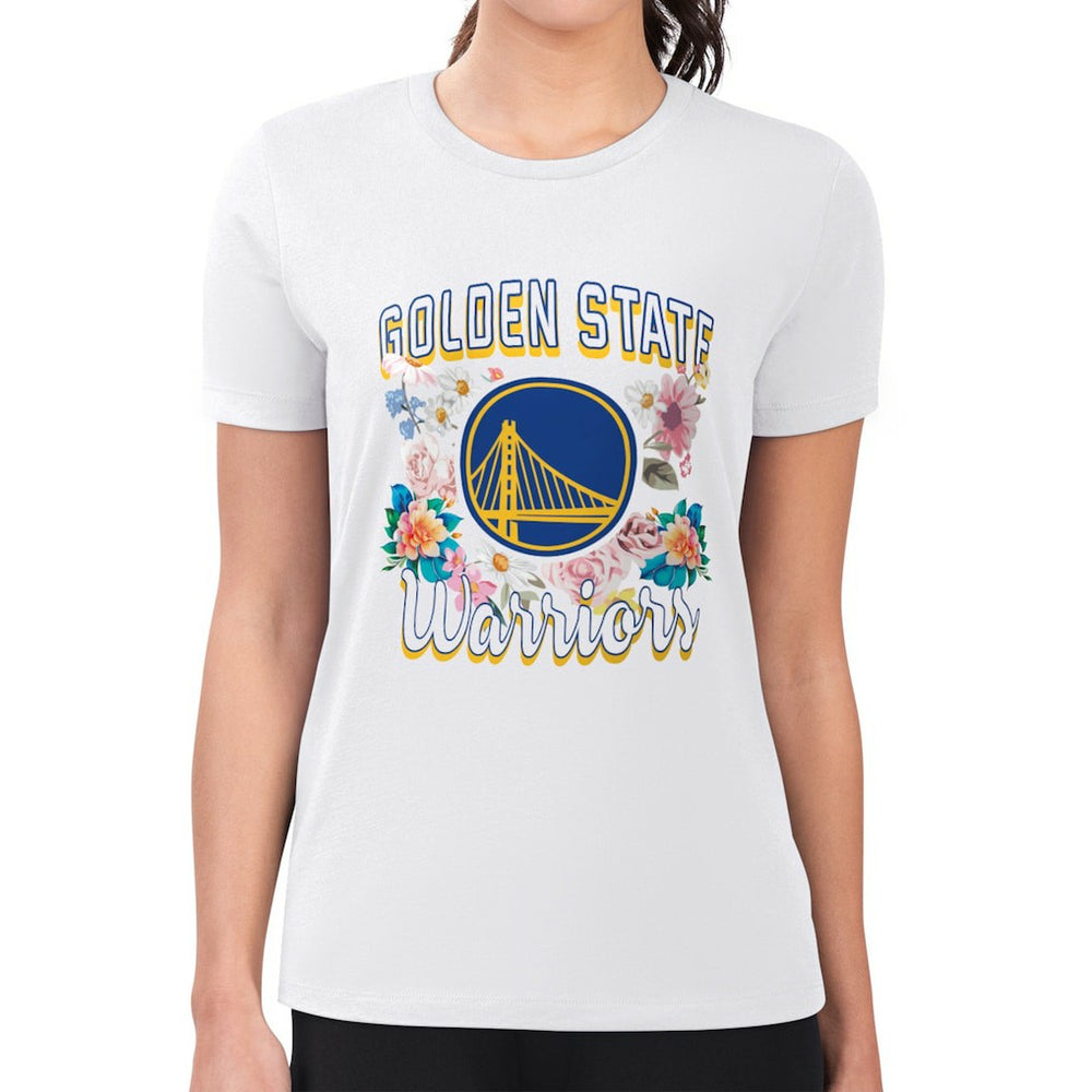 Golden State Warriors G-III 4Her by Carl Banks Women's Super-Slim Fit Lightweight Flowers Team Logo Graphic T-Shirt sale Outlet