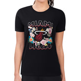 Miami Heat G-III 4Her by Carl Banks Women's Super-Slim Fit Lightweight Flowers Team Logo Graphic T-Shirt On Sale