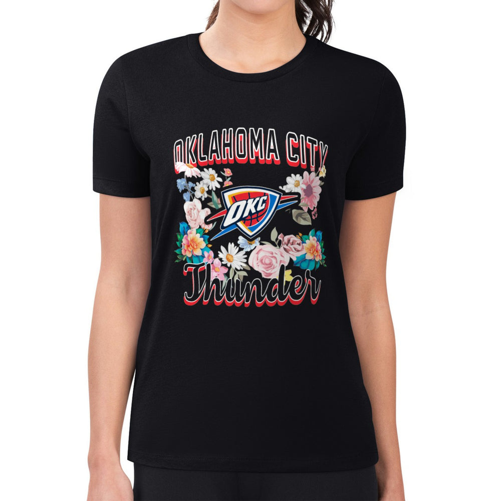 Oklahoma City Thunder G-III 4Her by Carl Banks Women's Super-Slim Fit Lightweight Flowers Team Logo Graphic T-Shirt Outlet