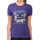Charlotte Hornets G-III 4Her by Carl Banks Women's Super-Slim Fit Lightweight Flowers Team Logo Graphic T-Shirt New