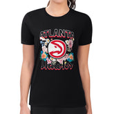 Atlanta Hawks G-III 4Her by Carl Banks Women's Super-Slim Fit Lightweight Flowers Team Logo Graphic T-Shirt New