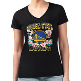 Golden State Warriors G-III 4Her by Carl Banks Women's Super-Slim Fit Lightweight Flowers Team Logo Graphic V-Neck T-Shirt sale Discount