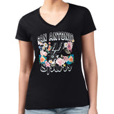 San Antonio Spurs G-III 4Her by Carl Banks Women's Super-Slim Fit Lightweight Flowers Team Logo Graphic V-Neck T-Shirt On Sale