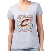 Cleveland Cavaliers G-III 4Her by Carl Banks Women's Super-Slim Fit Lightweight Flowers Team Logo Graphic V-Neck T-Shirt sale For Sale