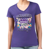 Sacramento Kings G-III 4Her by Carl Banks Women's Super-Slim Fit Lightweight Flowers Team Logo Graphic V-Neck T-Shirt Discount