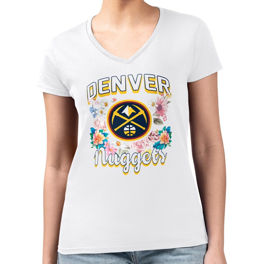 Denver Nuggets G-III 4Her by Carl Banks Women's Super-Slim Fit Lightweight Flowers Team Logo Graphic V-Neck T-Shirt sale Online