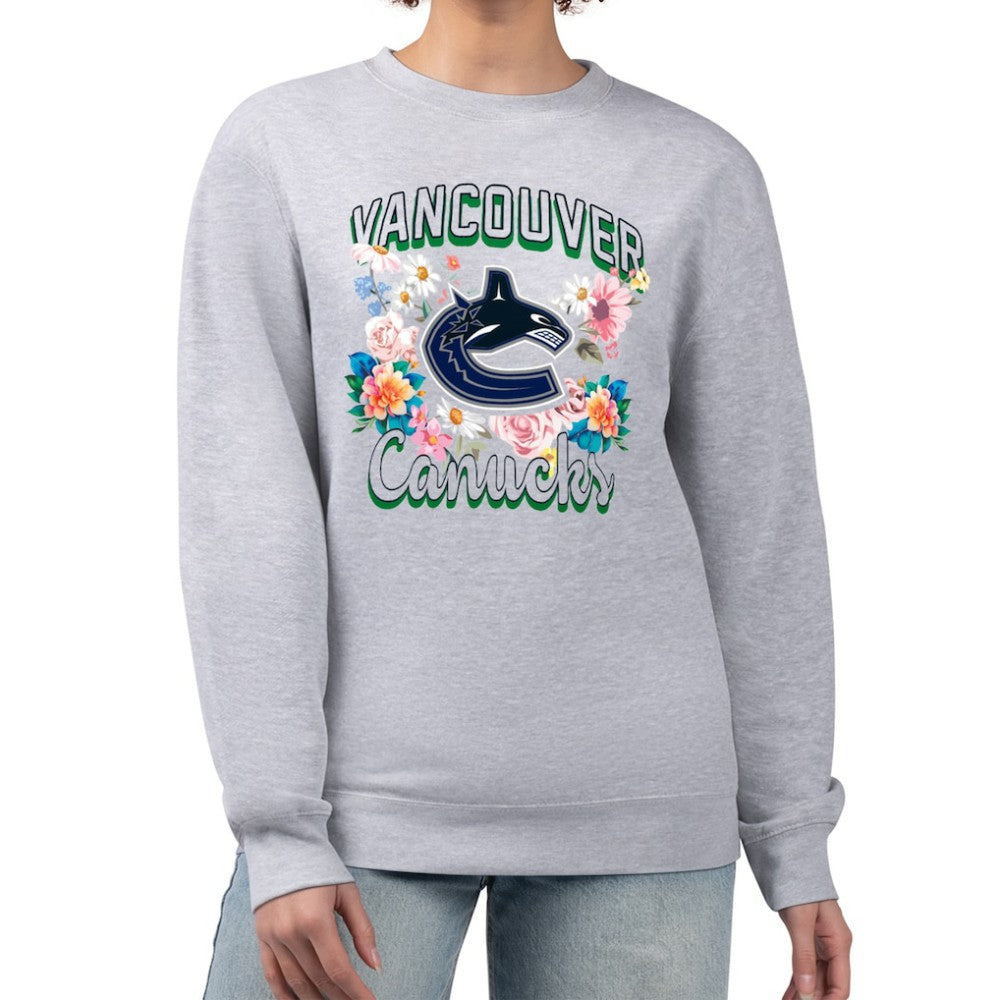 Vancouver Canucks G-III 4Her by Carl Banks Women's Flower Logo Pullover Sweatshirt Discount