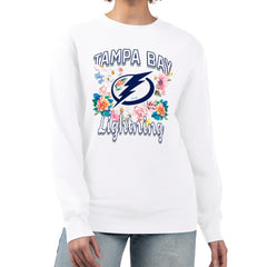 Tampa Bay Lightning G-III 4Her by Carl Banks Women's Flower Logo Pullover Sweatshirt Outlet