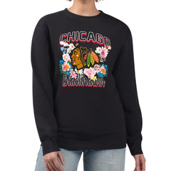 Chicago Blackhawks G-III 4Her by Carl Banks Women's Flower Logo Pullover Sweatshirt Sale