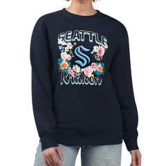 Seattle Kraken G-III 4Her by Carl Banks Women's Flower Logo Pullover Sweatshirt Sale