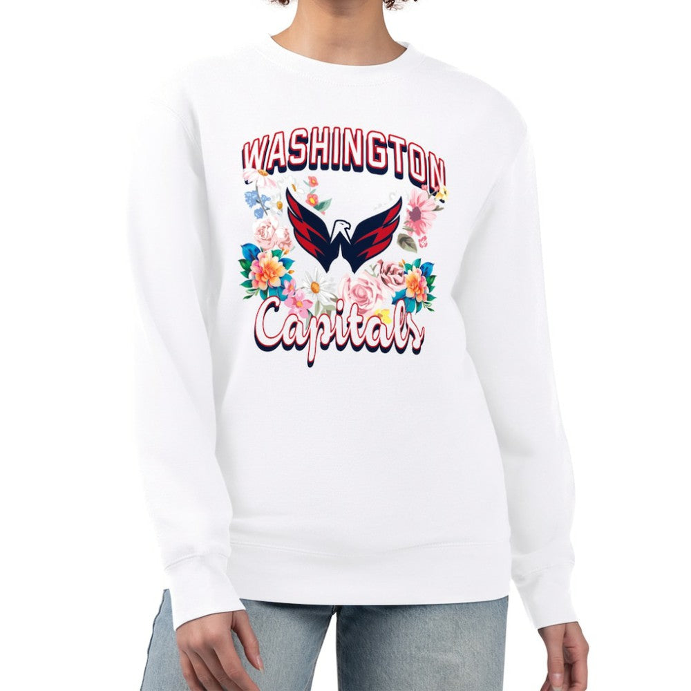 Washington Capitals G-III 4Her by Carl Banks Women's Flower Logo Pullover Sweatshirt For Sale