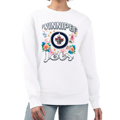 Winnipeg Jets G-III 4Her by Carl Banks Women's Flower Logo Pullover Sweatshirt On Sale