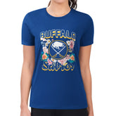 Buffalo Sabres G-III 4Her by Carl Banks Women's Super-Slim Fit Lightweight Flower Logo T-Shirt Outlet