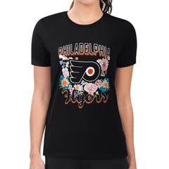 Philadelphia Flyers G-III 4Her by Carl Banks Women's Super-Slim Fit Lightweight Flower Logo T-Shirt Outlet