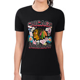 Chicago Blackhawks G-III 4Her by Carl Banks Women's Super-Slim Fit Lightweight Flower Logo T-Shirt Outlet