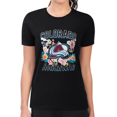 Colorado Avalanche G-III 4Her by Carl Banks Women's Super-Slim Fit Lightweight Flower Logo T-Shirt Discount