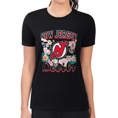 New Jersey Devils G-III 4Her by Carl Banks Women's Super-Slim Fit Lightweight Flower Logo T-Shirt Discount