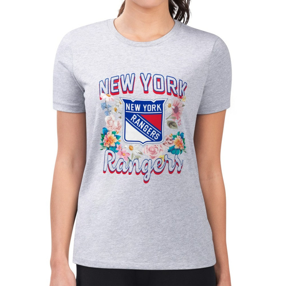 New York Rangers G-III 4Her by Carl Banks Women's Super-Slim Fit Lightweight Flower Logo T-Shirt On Sale