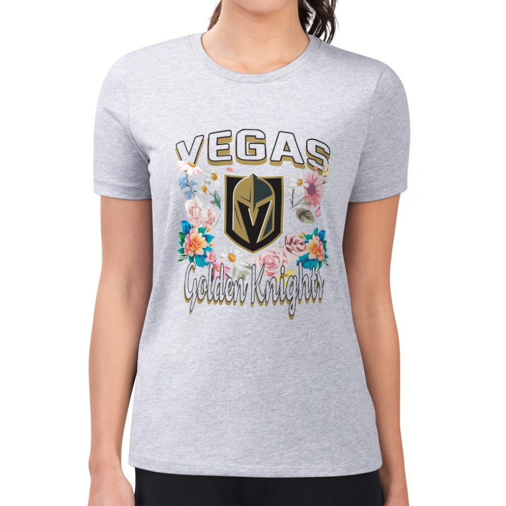 Vegas Golden Knights G-III 4Her by Carl Banks Women's Super-Slim Fit Lightweight Flower Logo T-Shirt Online