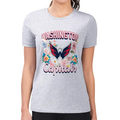 Washington Capitals G-III 4Her by Carl Banks Women's Super-Slim Fit Lightweight Flower Logo T-Shirt Outlet