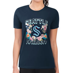 Seattle Kraken G-III 4Her by Carl Banks Women's Super-Slim Fit Lightweight Flower Logo T-Shirt Discount