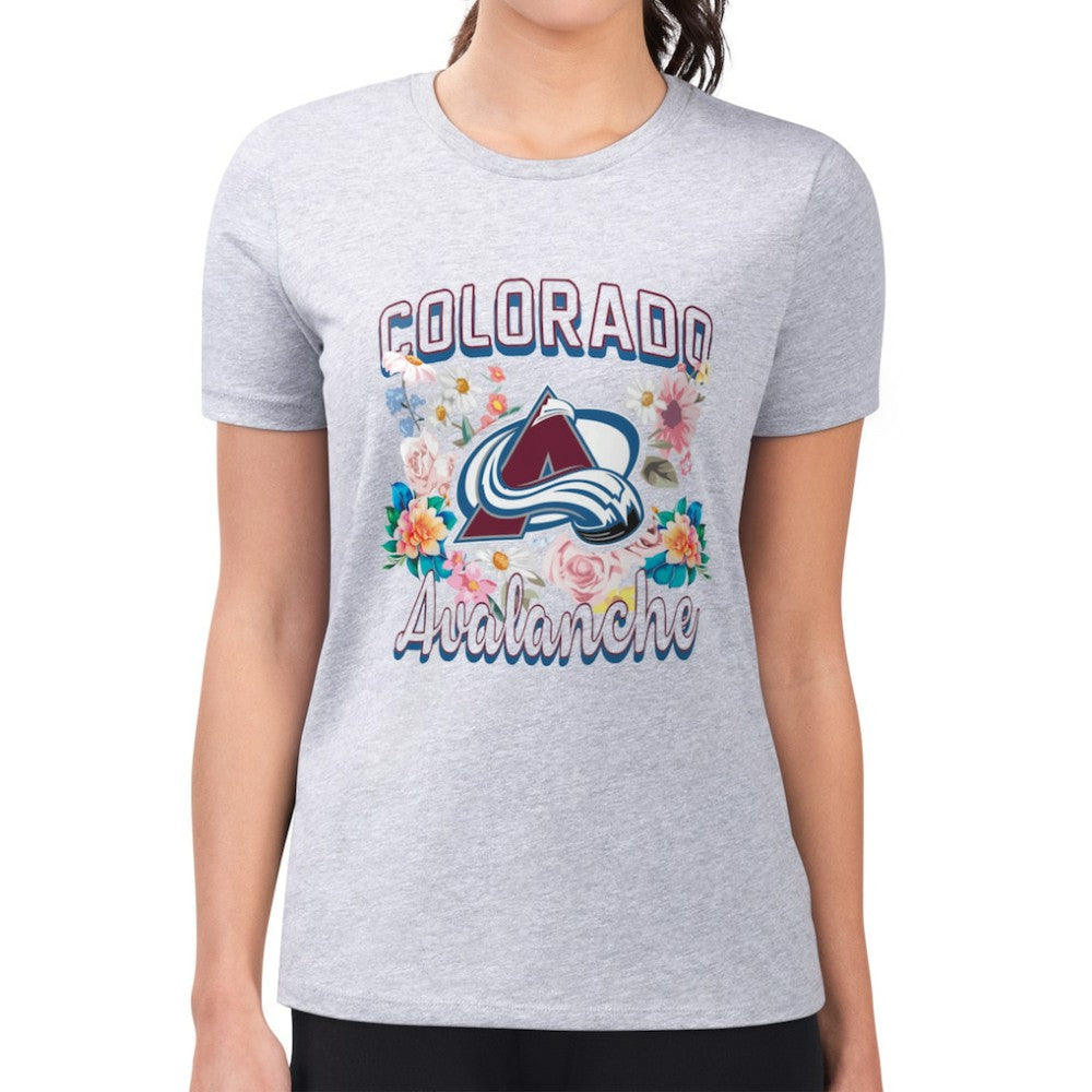 Colorado Avalanche G-III 4Her by Carl Banks Women's Super-Slim Fit Lightweight Flower Logo T-Shirt Sale
