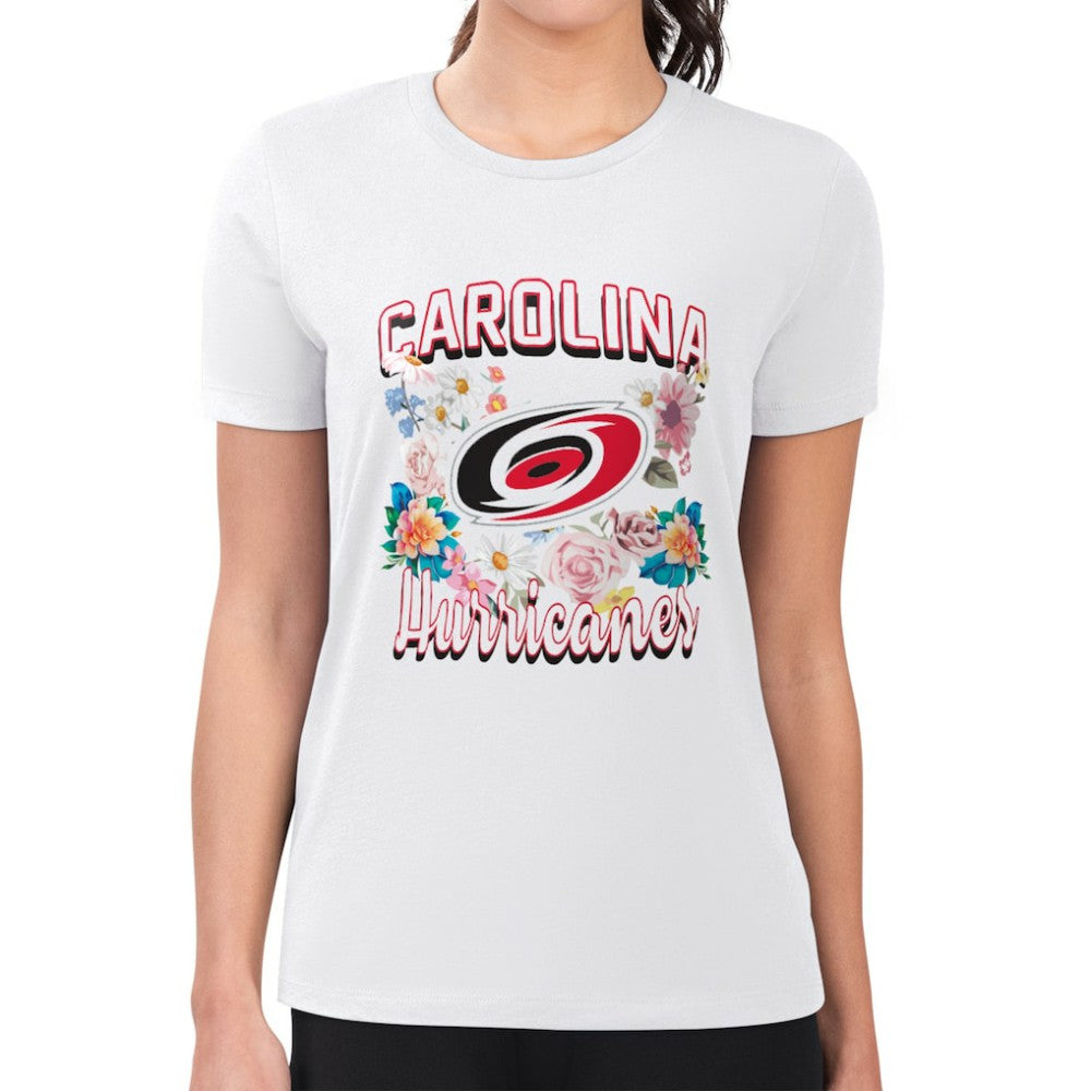 Carolina Hurricanes G-III 4Her by Carl Banks Women's Super-Slim Fit Lightweight Flower Logo T-Shirt Outlet