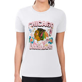 Chicago Blackhawks G-III 4Her by Carl Banks Women's Super-Slim Fit Lightweight Flower Logo T-Shirt For Sale