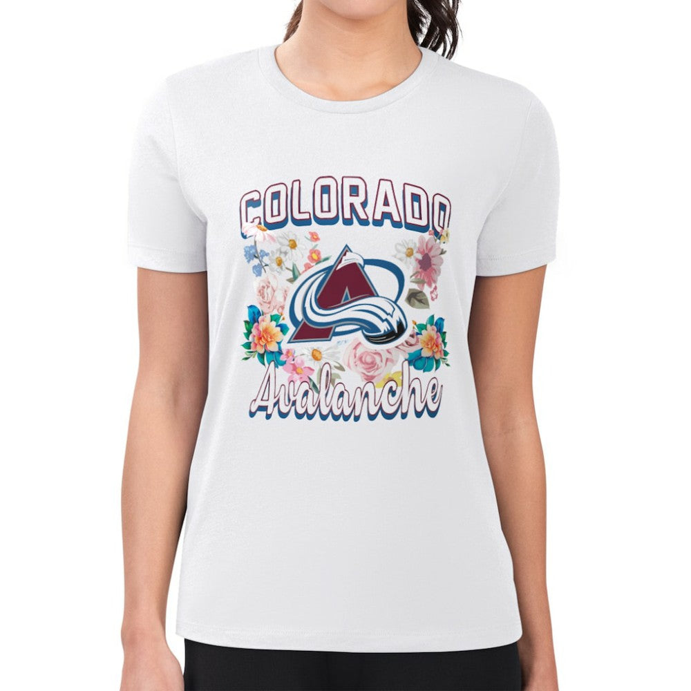 Colorado Avalanche G-III 4Her by Carl Banks Women's Super-Slim Fit Lightweight Flower Logo T-Shirt Discount