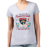 Florida Panthers G-III 4Her by Carl Banks Women's Super-Slim Fit Lightweight Flower Logo V-Neck T-Shirt On Sale