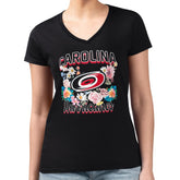 Carolina Hurricanes G-III 4Her by Carl Banks Women's Super-Slim Fit Lightweight Flower Logo V-Neck T-Shirt Outlet