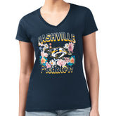 Nashville Predators G-III 4Her by Carl Banks Women's Super-Slim Fit Lightweight Flower Logo V-Neck T-Shirt Online