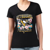 Pittsburgh Penguins G-III 4Her by Carl Banks Women's Super-Slim Fit Lightweight Flower Logo V-Neck T-Shirt Discount