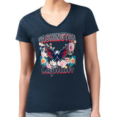 Washington Capitals G-III 4Her by Carl Banks Women's Super-Slim Fit Lightweight Flower Logo V-Neck T-Shirt For Sale